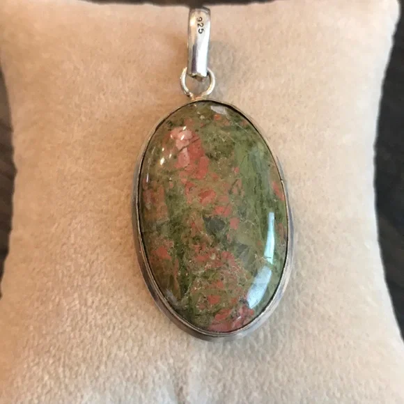 Silver & Unakite (Bad Habits Pendant) Pendant - Picture 3 of 13
